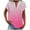 Pink, variant on YUGYXL Casual Henley Tops for Women Dressy Short Sleeve Loose Shirts Plus Size Tshirts Gradient Color Blouses Blue M