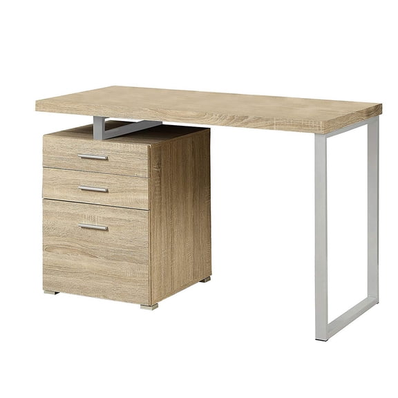 Computer Desk Home Office Laptop Storage Drawers 48"L Work Metal Natural