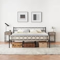 thumbnail image 3 of Negra moderno metal cama de plataforma con cabecero y footboard - 13.7 pulgada underbed almacenamiento, heavy duty, no box spring required, fácil montaje, 3 of 7