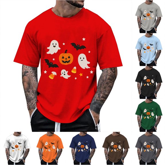 Halloween Graphic Tennis T Shirt Holiday Themed Print Tee Casual Wear For Men Daily Outfit