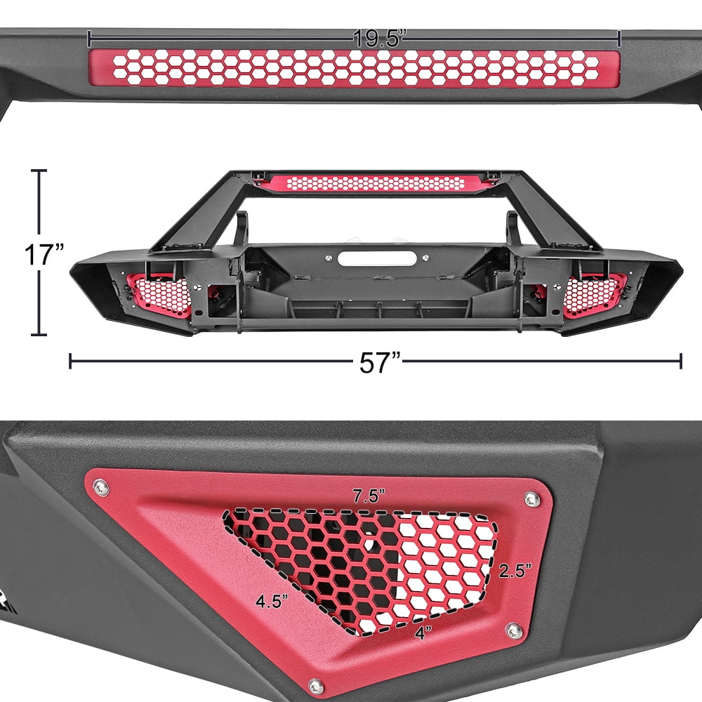 Bulken Winched Front Bumper Compatible with 2018-2022 Jeep Wrangler JL/2020-2022 Gladiator X Series