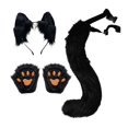 thumbnail image 4 of Conjunto de orejas y cola de gato y zorro, diadema para disfrazarse, fiesta o actuación. Negro, 4 of 8