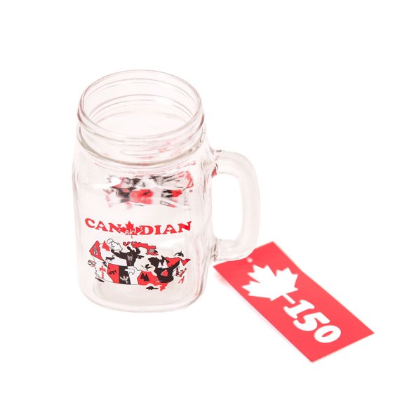 Pot mason Canadiana en verre à motif d'explorer le Canada
