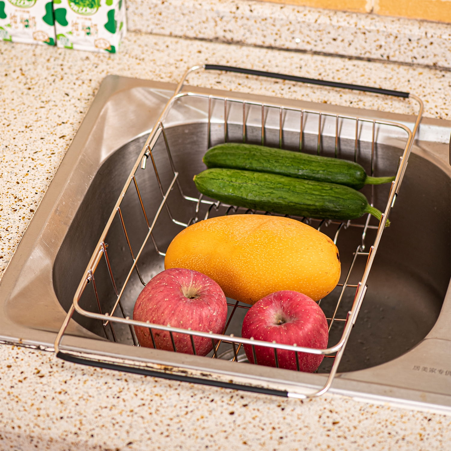 Gecheer Dish Drying Rack Expandable Dishes Drainer Over The Sink Adjustable Arms Dish Drainer, Dish Rack in Sink, Rustproof Stainless Steel
