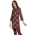 thumbnail image 2 of Moomaya Printed Collar Close Neck Mini Tunic Dresses For Women Clothing Wear, 2 of 5
