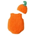 thumbnail image 5 of CUZIBR Baby Girls 2 Piece Halloween Pumpkin Costume Sleeveless Fuzzy Funny Face Print Embroidery Romper Matching Pumpkin Hat Newborn Infant Cosplay Outfit,Red-f,3-6 Months, 5 of 5