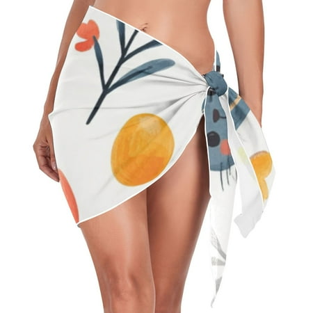 Ckdifva Easter Eggs with Rabbits Beach Cover Up for Women Swimsuit Coverups Bikini Wrap Short Skirt