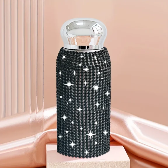 1Pc 6oz/8oz Diamond Studded Shiny Tumbler Stainless Steel Portable Thermos Cup Suitable for Birthday Party Holiday Gift