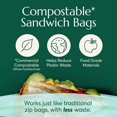 thumbnail image 2 of Bolsas compostables para almacenamiento de alimentos, tamaño sándwich, 25 unidades, Cleanomic, 2 of 7