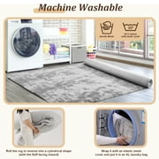 Qunler 5 x 8 Rug for Living Room, Large Washable Shag Rug, Indoor Modern Tie-dye Area Rugs for Bedroom, Rectangle Fluffy Home Carpets, Gray