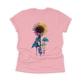 thumbnail image 4 of NAMTYQX Summer Tops Light Short Sleeve Loose Fit Crew Neck Gemustert Airoft Cute Plus Size Graphic Womens Blouses Pink Size L, 4 of 5