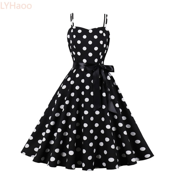 LYHaoo Kids Toddler Baby Girls Spring Summer Polka Dot Sleeveless Princess Dress,Toddler Dresses Sizes 6-7 Years Black