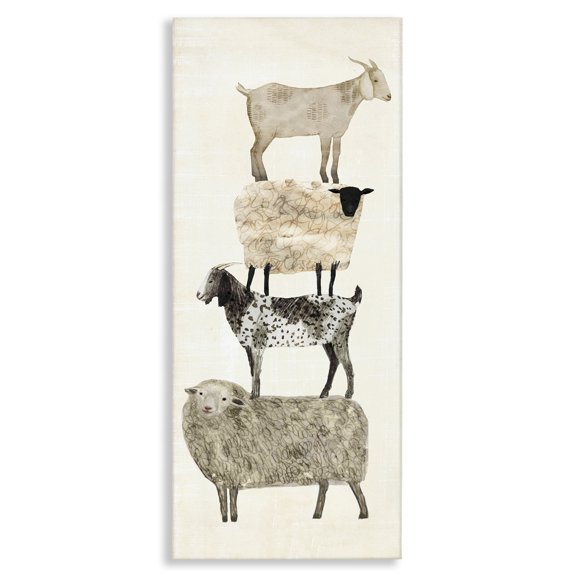 Stupell Industries Rustic Lodge Stacked Sheep & Goats Canvas Art, 13 x 30, by Victoria Borges