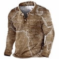 thumbnail image 1 of Blusas y camisas de manga larga con cuello redondo para hombre, blusa informal de moda con cuello vuelto, manga larga y botones estampados, blusa para hombre, 1 of 2