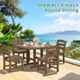 thumbnail image 6 of Serwall Outdoor 5-Piece Round Dining Set, HDPE All Weather Patio Dining Set for 4, 45" Round Dining Table and 4 Armless Dining Chairs, Brown, 6 of 10