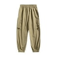 thumbnail image 7 of Dagegui Big and Tall Cargo Pant for Men Lightweight Elastic Waist Drawstring Athletic Pants Stretchy Bottom Joggers Pant Khaki 4XL, 7 of 7