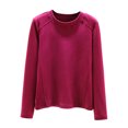 thumbnail image 2 of Pijama de manga larga para mujer, moda de invierno, terciopelo, color liso, cuello redondo, manga larga, parte inferior, camisa cálida, ropa de casa, pijamas, blusa de poliéster para mujer, 2 of 3