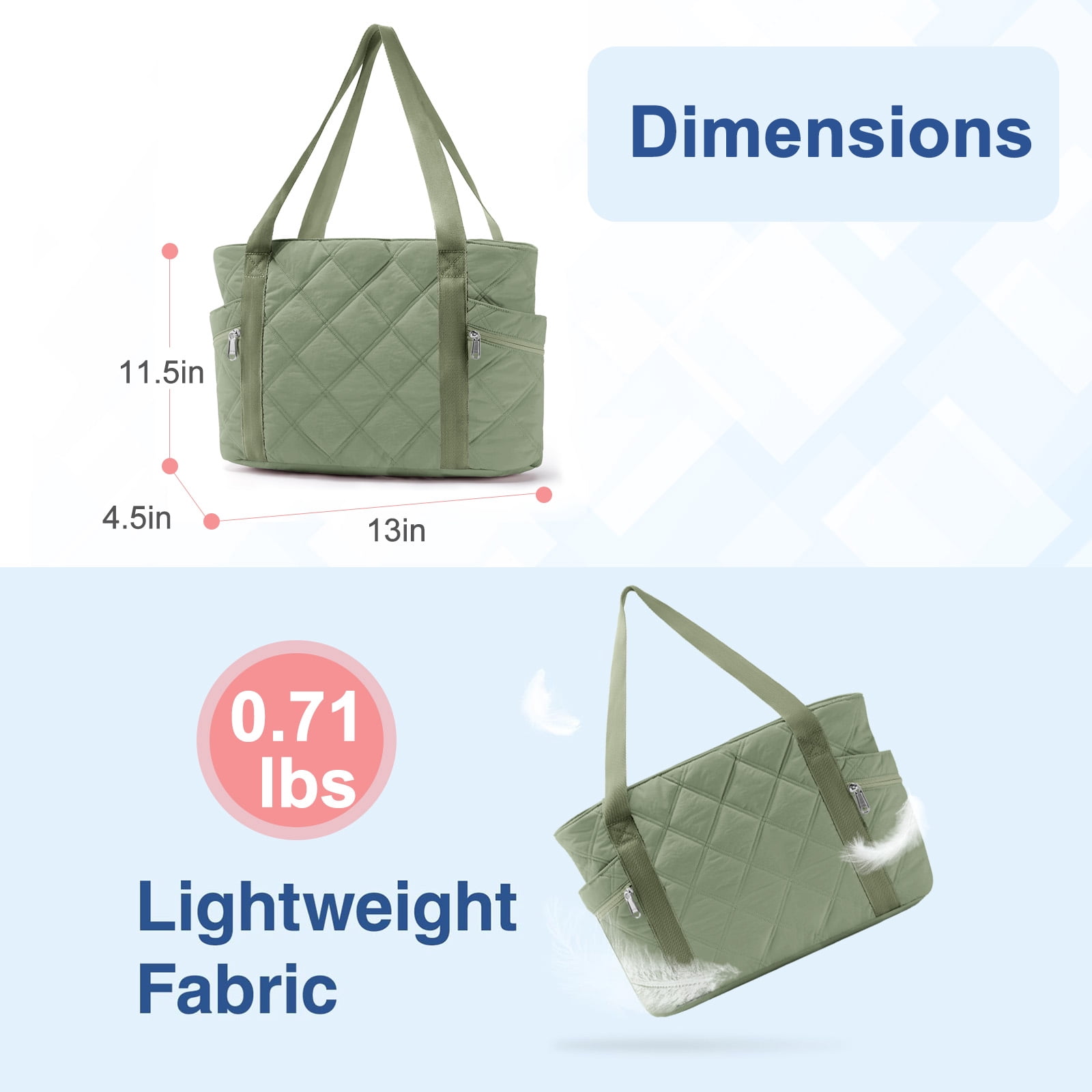 Gynky Tote Bag for Women Travel Bags Quilted Carry On Shoulder Bag for Travel Gym Weekend, Green