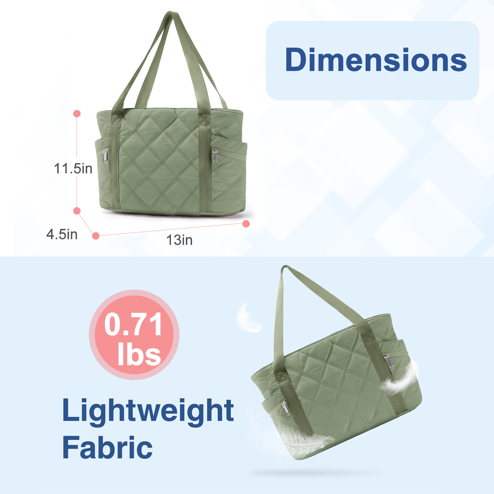 Gynky Quilted Puffer Tote Travel Bag, Green photo 3
