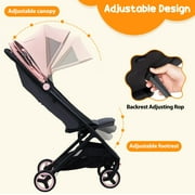 Ataucjin Lightweight Stroller Compact One-Hand Fold Travel Stroller Compact Stroller With Canopy Storage Basket Multi-Position Recline Seat Infant And Toddler Stroller For Airplane Friendly