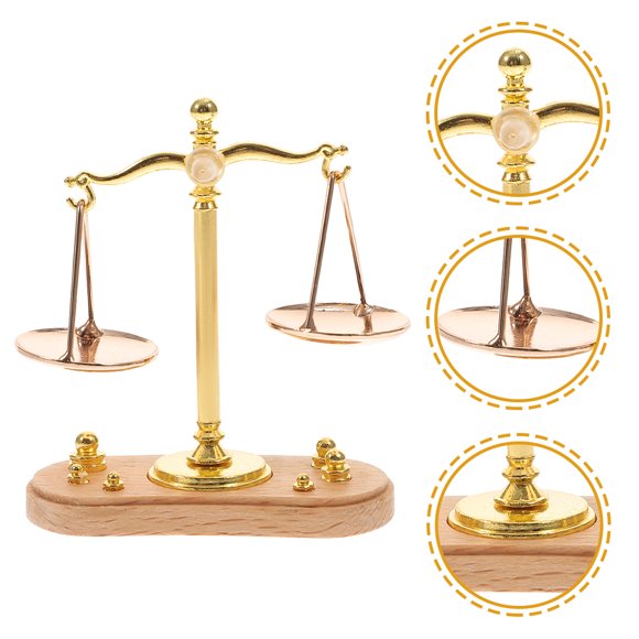 BESTYASH 2Pcs Mini Vintage Balance Scale Golden Zinc Alloy Educational Toy for Living Room and Coffee Shop