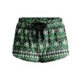 thumbnail image 4 of Women's Soft Stretch Flannel Christmas Print Drawstring Side Pocket Casual Pajama Shorts, Olive Green, L, 4 of 4
