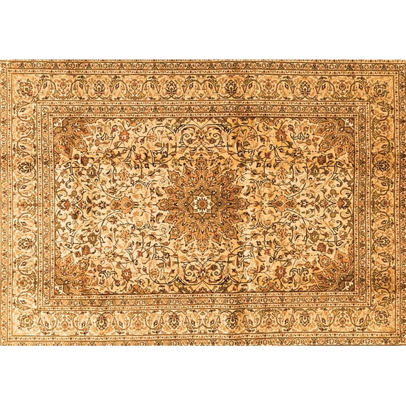 Ahgly Company Indoor Rectangle Medallion Orange Traditional Area Rugs, 7' x 10'