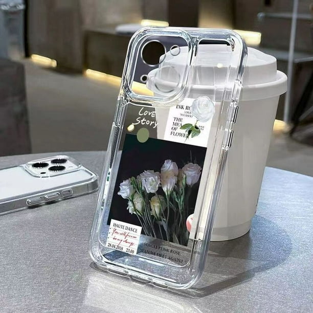 Funda transparente de cristal con mariposas para iPhone, carcasa para iPhone 13, 14 Pro Max, 11, 12 Pro Max, XS, X, XR, 7, 8 Plus, 14 Fivean unisex