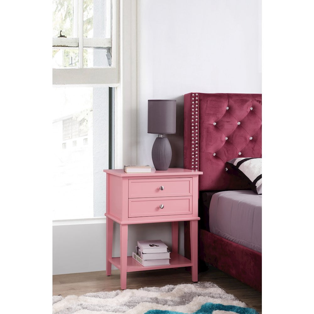 Glory Furniture Newton Nightstand in Pink Color