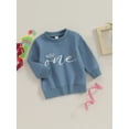 thumbnail image 3 of Infant Baby Boy Warm Sweatshirt Long Sleeve Round Neck Letter Embroidery Pullover Crewneck Shirt Tops for Winter Fall Clothes, 3 of 9