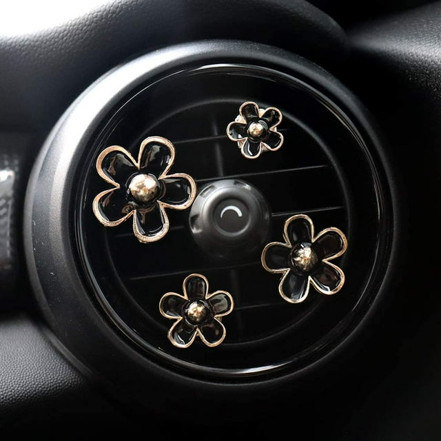 Encanto del coche Hermosas flores de margarita Decoraciones de ventilación de aire Lindo ajuste interior automotriz, 4 piezas con diferentes tamaños Xemadio HMHZ776-1