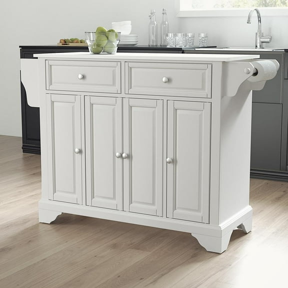 Crosley Furniture Lafayette Wood Granite Top Kitchen Island in White