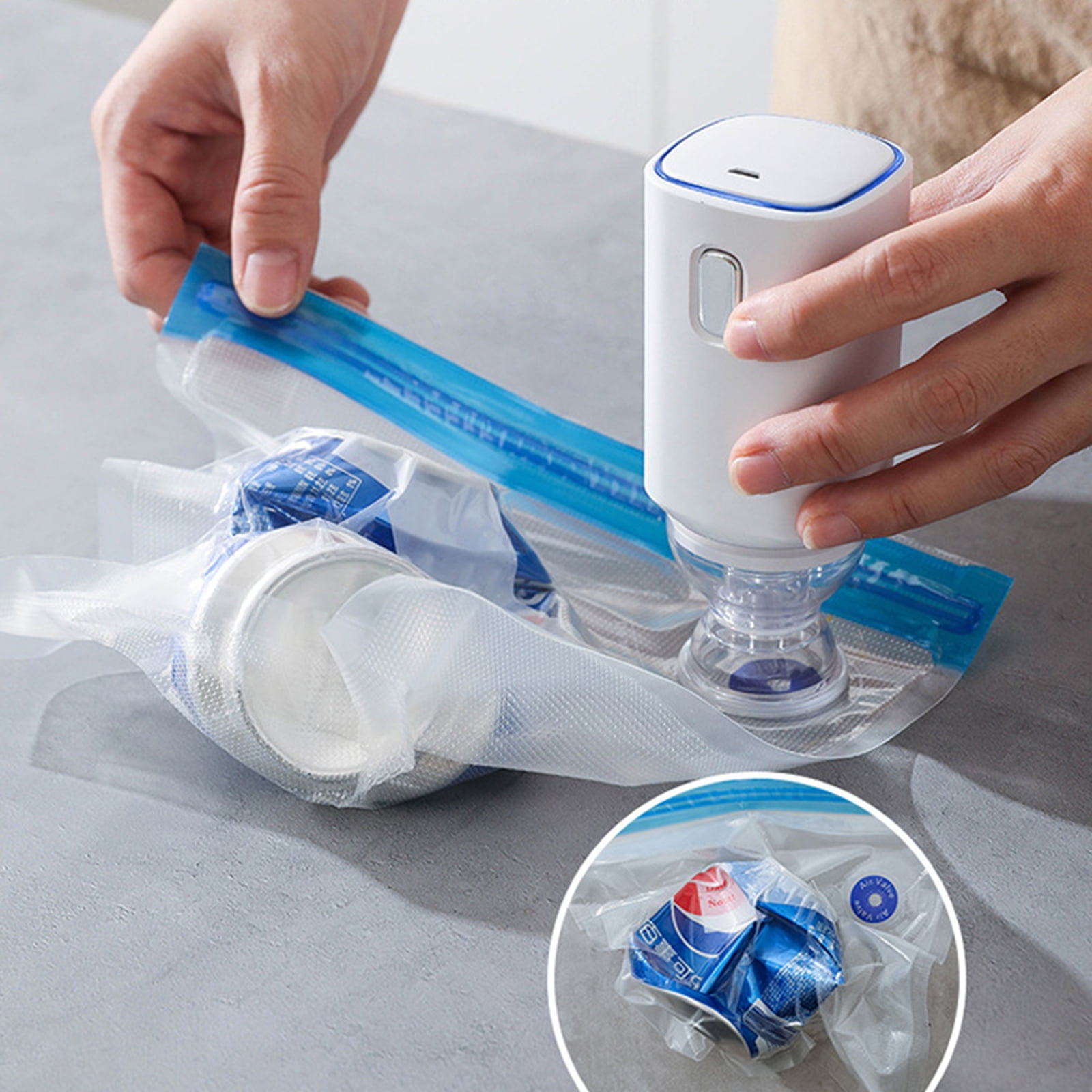 ZOURIH Vacuum Sealer Machine,1 Pcs Rechargeable Food Saver Vacuum Sealer Machine,Portable Handheld Food Sealer,White