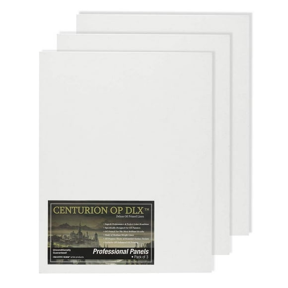 Centurion Deluxe Professional Oil Primed Linen Canvas Panels - 18x24-3 Pack of Linen Canvases for Painting, Artwork and More