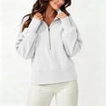 thumbnail image 4 of Edvintorg Women Sweatshirt Plus Size Cropped Sweatshirts Turndown Collar Half Zip Sweat Shirts Womens Clothes White, 4 of 9