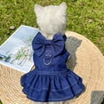thumbnail image 2 of Pet Skirt Bowknot Tie Traction Ring Denim Style - Summer Small Dog Princess Cosplay Costume - for Outdoor, 2 of 8