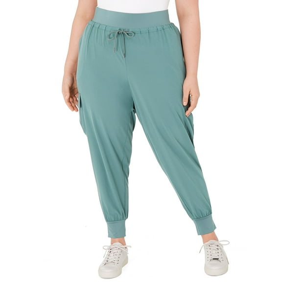 Ideology Womens Black Drawstring Cargo Active Jogger Pants Plus Size 1X $64 NwoT