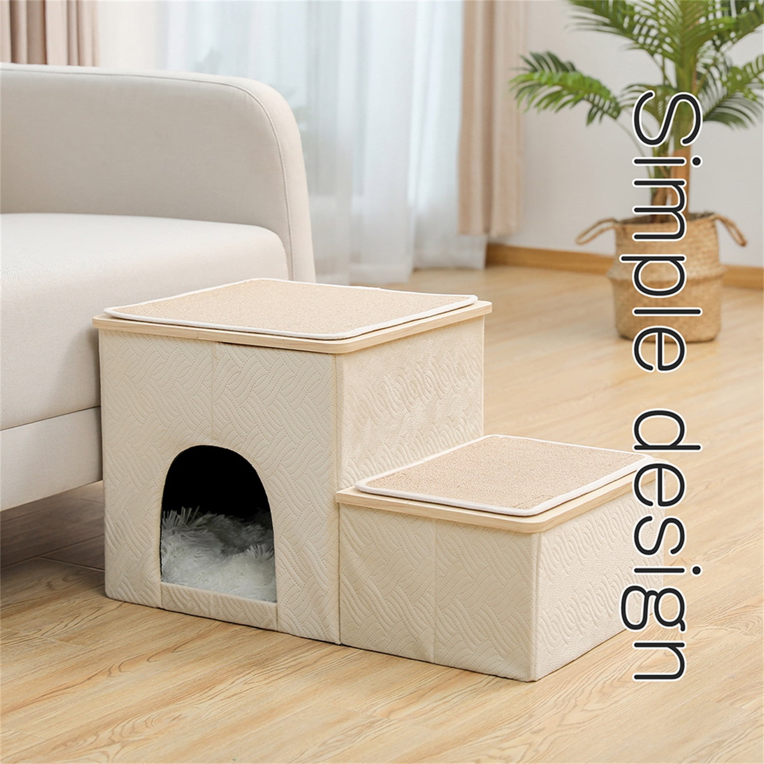 Pefilos Pets Dog Stairs for High Beds Pet Steps for Cats Get on Bed Couch Stairs 2 Step Stool for Small Dogs Kitten Ladder for Bed Window Perch for Pet Stair Ramp with Toy Storage Condo, Beige Pefilos Pets Dog Stairs for High Beds Pet Steps for Cats Get on Bed Couch Stairs 2 Step Stool for Small Dogs Kitten Ladder for Bed Window Perch for Pet Stair Ramp with Toy Storage Condo, Beige