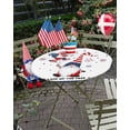 thumbnail image 5 of Memorial Day Gnome with Flag Balloon Fitted Round Tablecloths Elastic Edged Table Covers 45"-54",Red and Blue Plaid Checked Waterproof Dining Room Table Cloth for Kitchen Holiday Party Tables Decor, 5 of 6