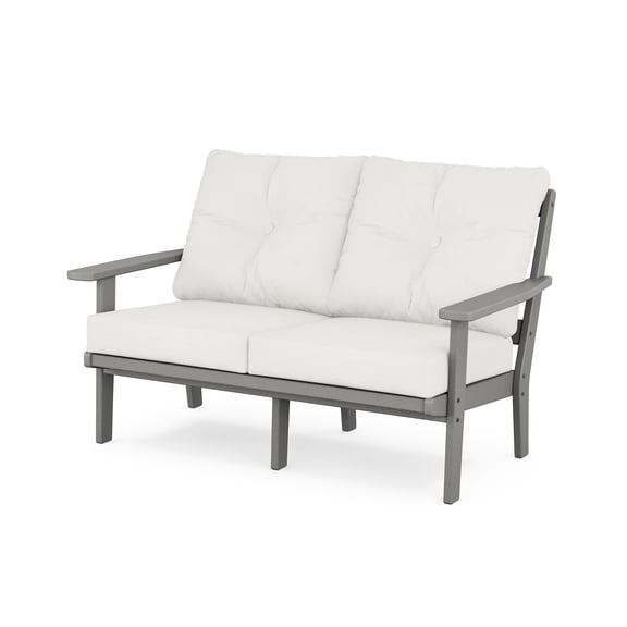 POLYWOOD Prairie Deep Seating Loveseat in Slate Grey / Natural Linen