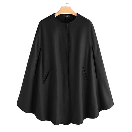 ZANZEA Women Cloak Round Neck Loose Cloth Cape Outerwear Long Coat ...