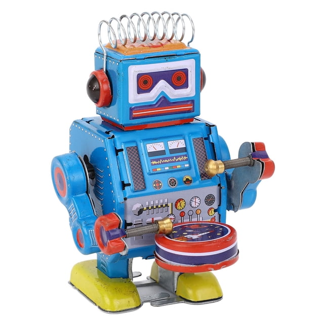 Robot Tin Toy, Robot Clockwork Toy Drumming Creative Vintage para la Coleción de Adultos