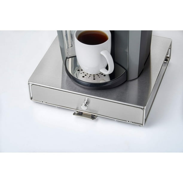 Nifty Coffee Pod Drawer Stainless Steel Compatible with K Cups 36 Pod Pack Holder Non Rolling Under Coffee Pot Storage Sliding Drawer Home