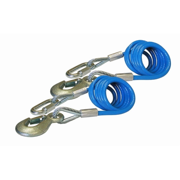 Roadmaster Trailer Safety Cable 643 6000 Pound Rated; 68 Inch Length; Galvanized Steel; With Single Snap Hook Coiled; Set Of 2