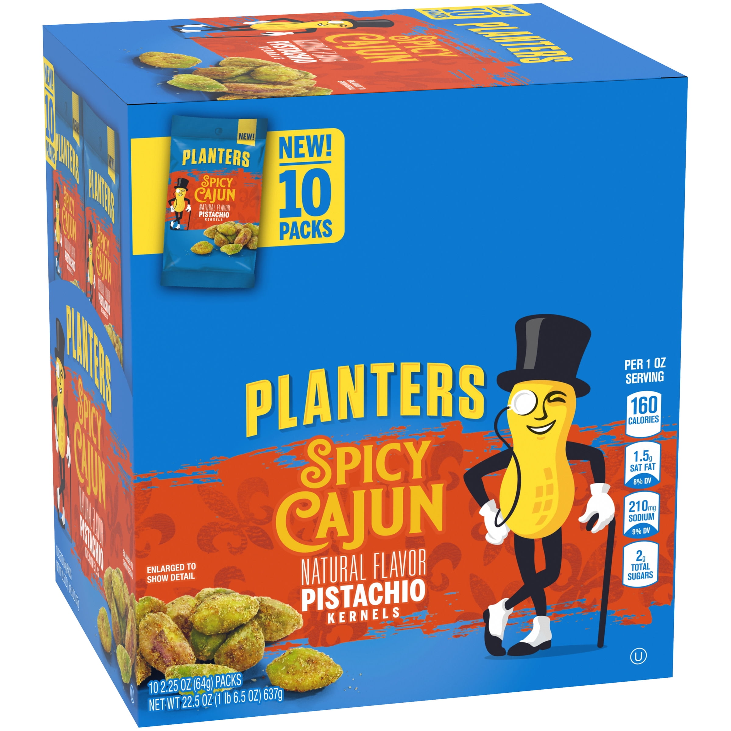 Planters Spicy Cajun Pistachios 2.25oz Packets, 10ct Box
