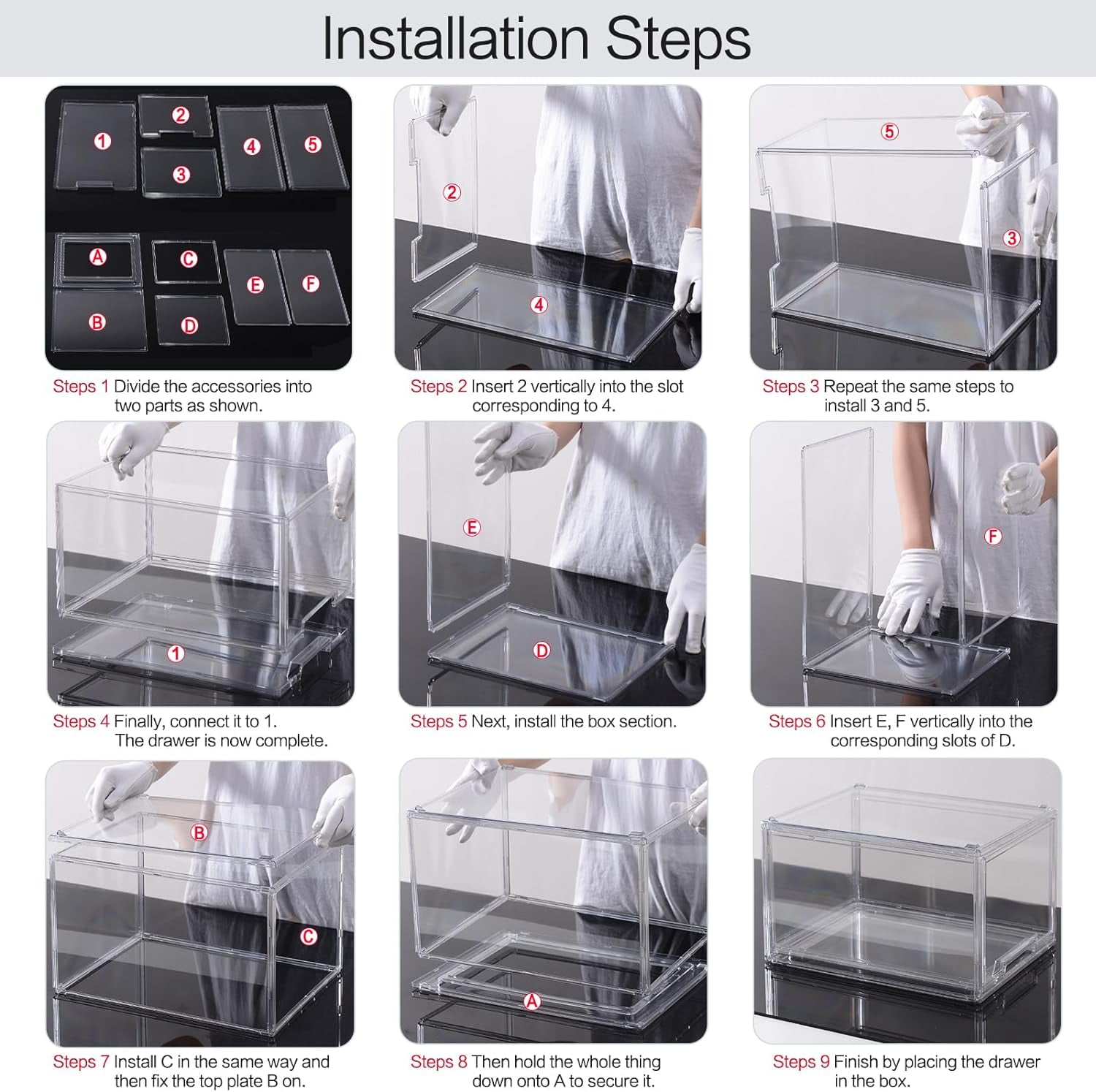 2 Packs Plastic Stackable Storage Organizer Bins with Pull Out Drawer,  Large Clear Acrylic Storage Drawers Container Boxes for Fridge Pantry Shelf Refrigerator Organization and Storage