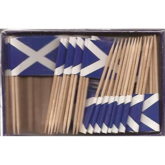 25 Box Wholesale Lot of Scotland Cross Toothpick Flags, 2500 Small Mini Scottish Cross Flag Cupcake Toothpicks or Cocktail Picks