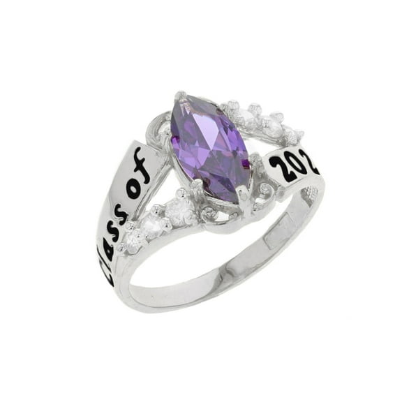 JackAni 14k Gold Simuated Amethyst February Birthstone 2026 Class Graduation Ring - Size 5.00