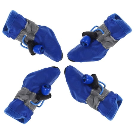 4 Pcs Small Dog Waterproof Shoes Furry Blue Dog Boots Staff 3.50X2.50X5.00CM