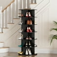 thumbnail image 2 of SpaceAid Rotating Shoe Rack Tower 6 Tier, Display Lazy Susan, Black, 23.2"D x 23.2"W x 54.2"H, 2 of 6